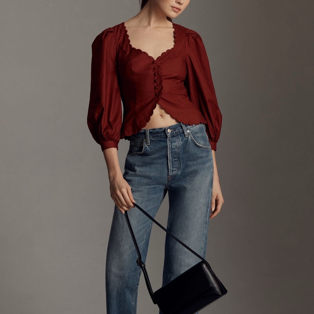 Reformation Anthropologie Elianna Top Scalloped Button Up 12